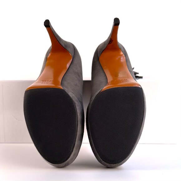 Authentic GUCCI Grey Suede Bamboo Tassel Booties - Size 8.5 - Picture 7 of 13